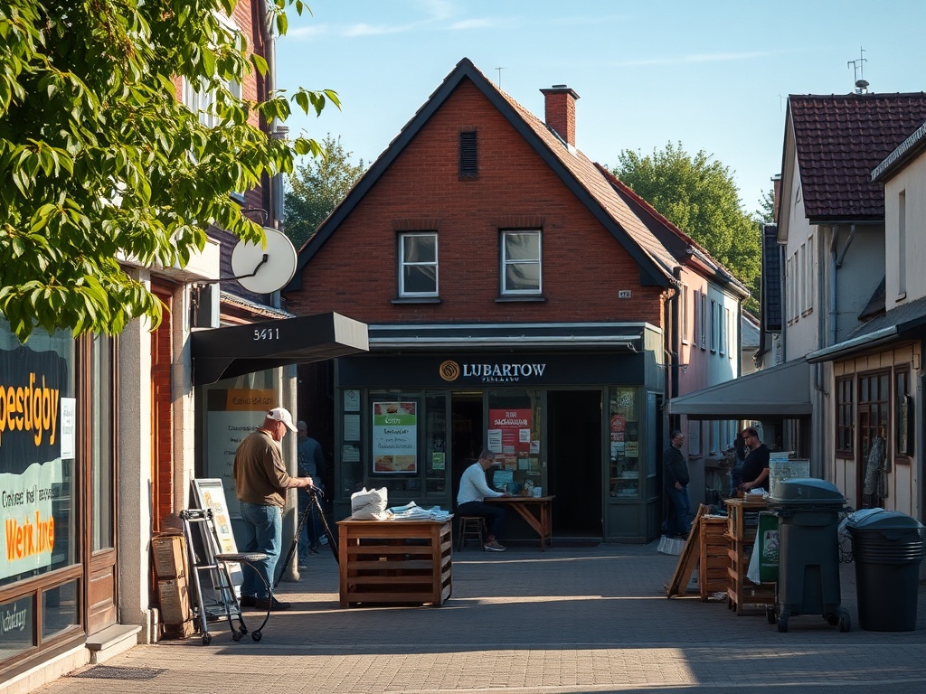 Uczestnicy targów pracy w Lubartowie przeglądający oferty i rozmawiający z wystawcami w poszukiwaniu nowych możliwości zawodowych.