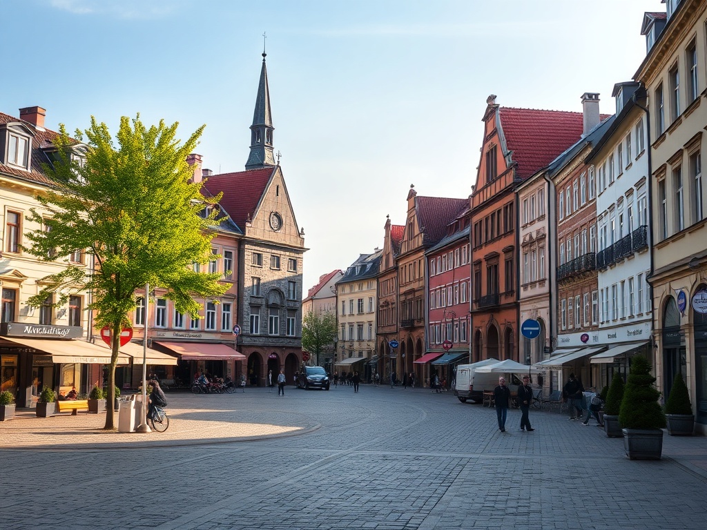 Mapa infrastruktury Lubartowa pokazująca sklepy, apteki i szkoły